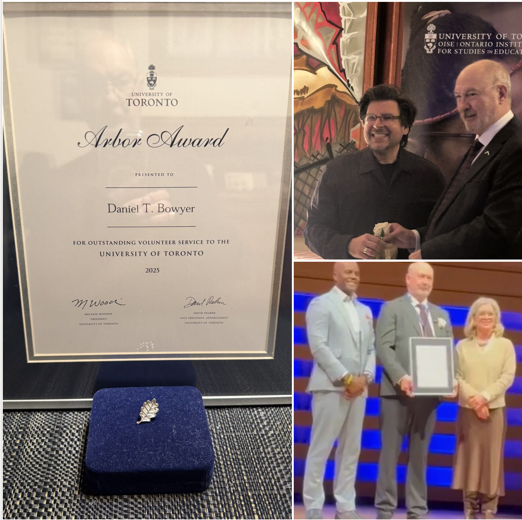 Dan Bowyer received Arbor Award from University of Toronto